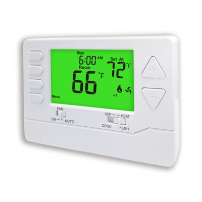 Riseem 2H/1C Heat Pump Thermostat White Display Size 5.65 Sq.in. with Auxiliary or Emergency Heat