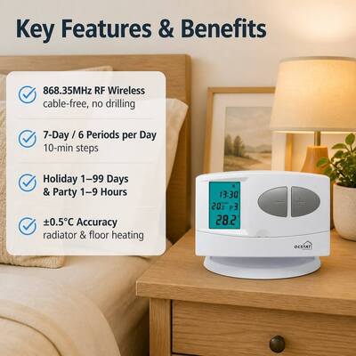Receiver 230VAC 50HZ Wireless RF programmbale Thermostat RF Boiler 7 Day Thermostat Programmable Wireless Thermostat for Energy Management