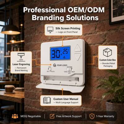 Miuputake Manual/Automatic Control Wired Room Thermostat with ±1C Accuracy and Battery Power Supply