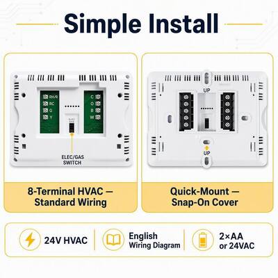 24V or Battery-operated Conventional Adjustable Thermostat Non-programmable Heating and Cooling Air Conditioner Temperature Controller