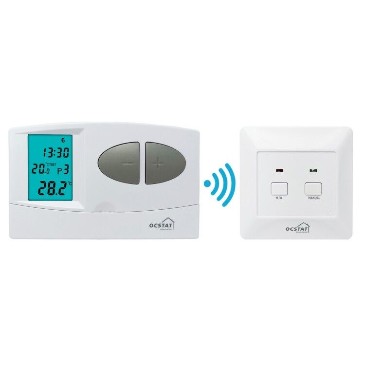 OFF System Operation Mode Wireless Boiler RF Programmable Thermostat 130 X 80 X 35 Mm Compact Size Ideal for Commercial HVAC Control Solutions