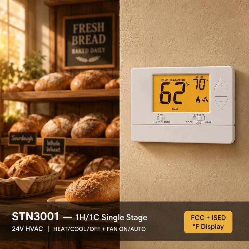 24V or Battery-operated Conventional Adjustable Thermostat Non-programmable Heating and Cooling Air Conditioner Temperature Controller