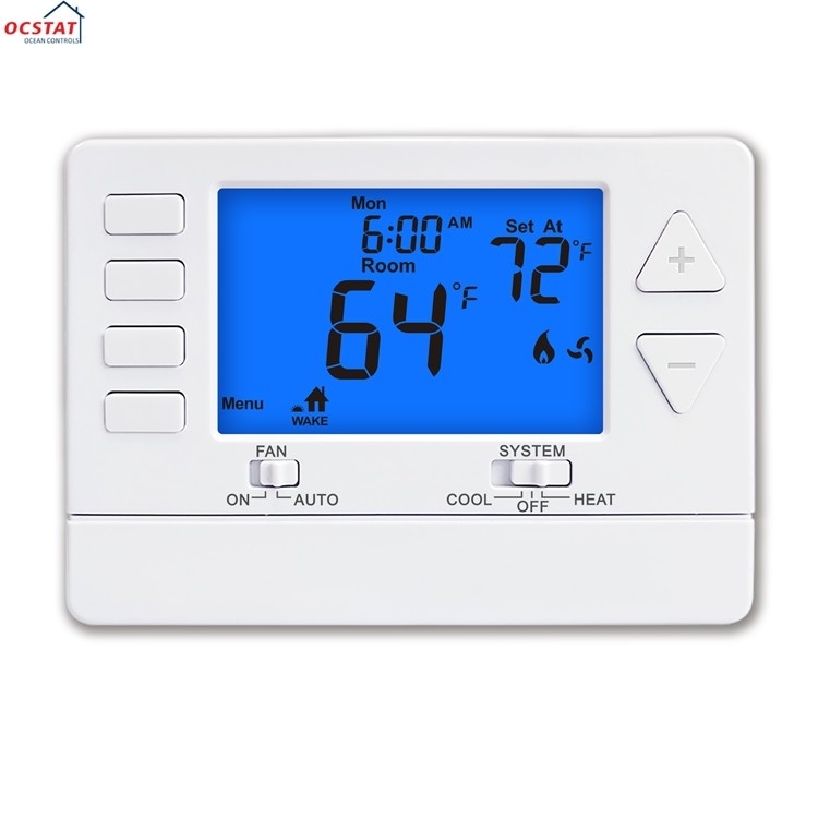 White ABS Electronic Programmable Air Conditioner Thermostat 1 Heat 1 Cool