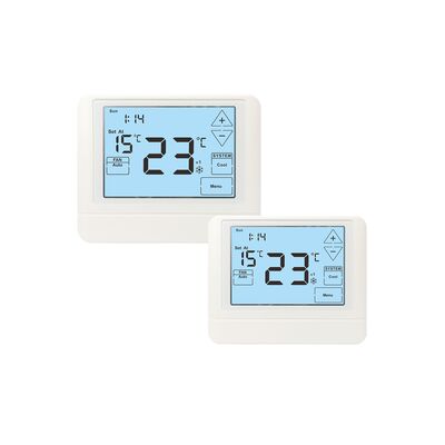 LCD Touch Screen Wired Room 7 Day Programmable Thermostat Mounts On Wall Or Junction Box Powered By 2 AAA Alkaline Batteries Or 18 30 VAC NEC Class II