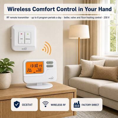 라이스엠 화이트 셸 배터리 디지털 룸 프로그래밍 가능한 온도계 7일 HVAC 시스템과 함께