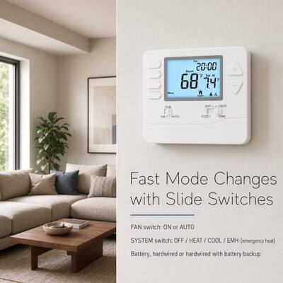 Riseem 주간 프로그래밍 가능 0.5°C 정확성 HVAC 시스템 열 펌프 온도 조절기 24V