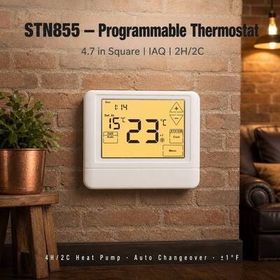 STN855 열 펌프 7 일 프로그램 가능 7 일 2 열 2 냉각 HVAC 제어용 벽에 장착 된 온도계