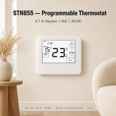 STN855 24V LCD 터치 스크린 7일 히트 펌프 프로그래머블 2 히트 쿨 서모스탯 EM 히트