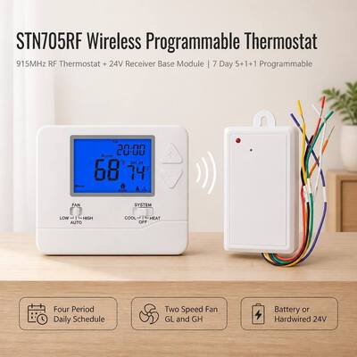 24V 무선 프로그래밍 PTAC RF 1 H 1 C RF 호텔 온도 조절기 915MHZ