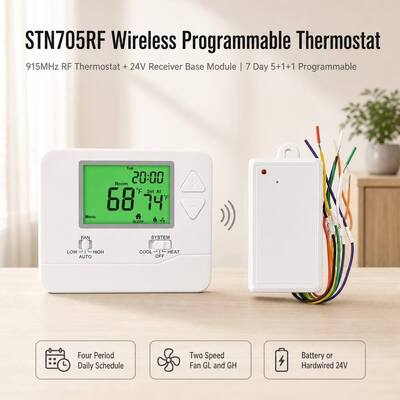 호텔 객실용 무선 PTAC 프로그래머블 915MHZ 온도 조절기, 컴프레서 지연 보호 5분 1 난방 1 냉방