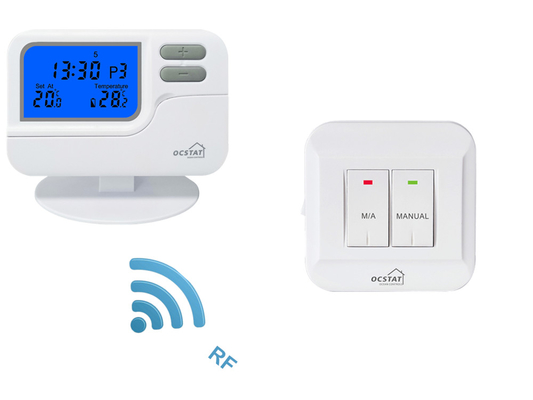 라이스엠 화이트 셸 배터리 디지털 룸 프로그래밍 가능한 온도계 7일 HVAC 시스템과 함께